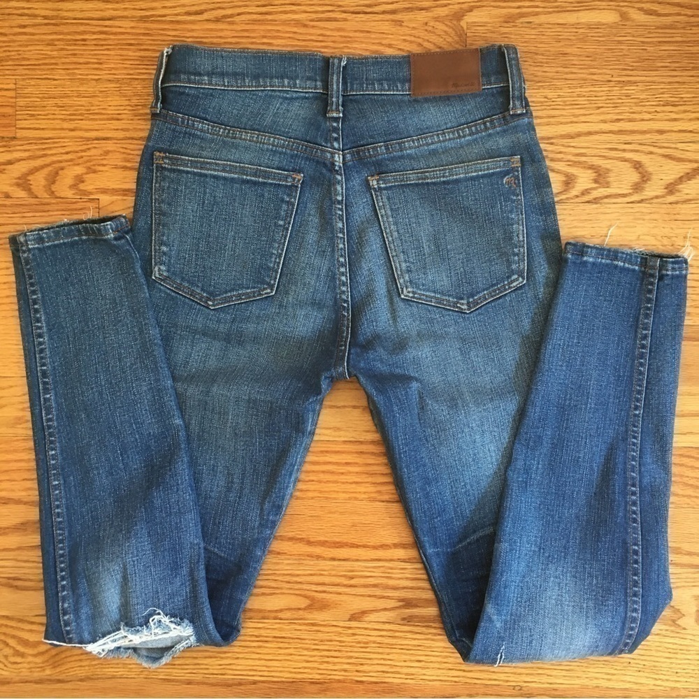 Madewell 9" High Riser Rip and Repair Medium indigo wash Skinny Jeans - Picture 15 of 15